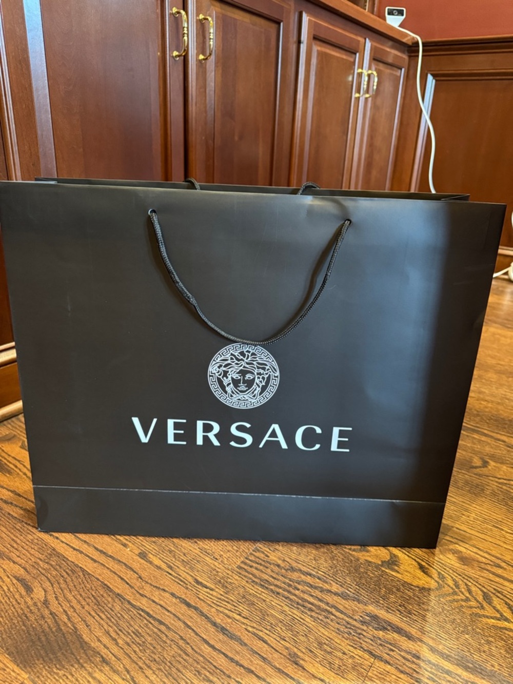 Large Versace Black Shopping Bag with White Logo